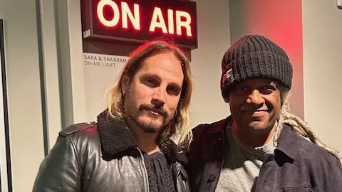 Filmmaker Marco Perego and Elvis Mitchell at KCRW.